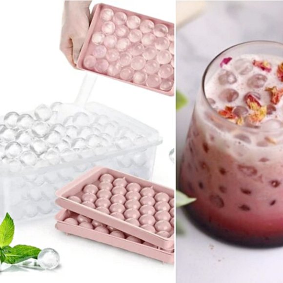 🆕 2pk Pink Round Ball Ice Cube Trays, Bartender Round Ice Mold, Bar Accessories - Picture 1 of 7